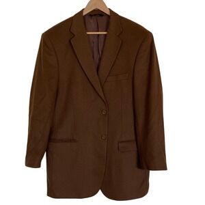 ProntoModa Men's Brown‎ Wool/Cashmere Classic Two-Button Blazer Size 46L Jacket